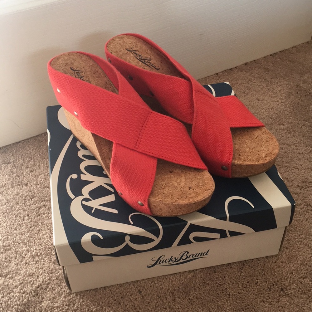 lucky brand cork wedges